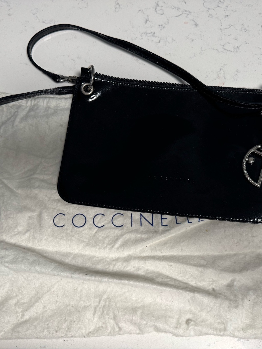 Coccinelle Black Patent Leather Shoulder Bag